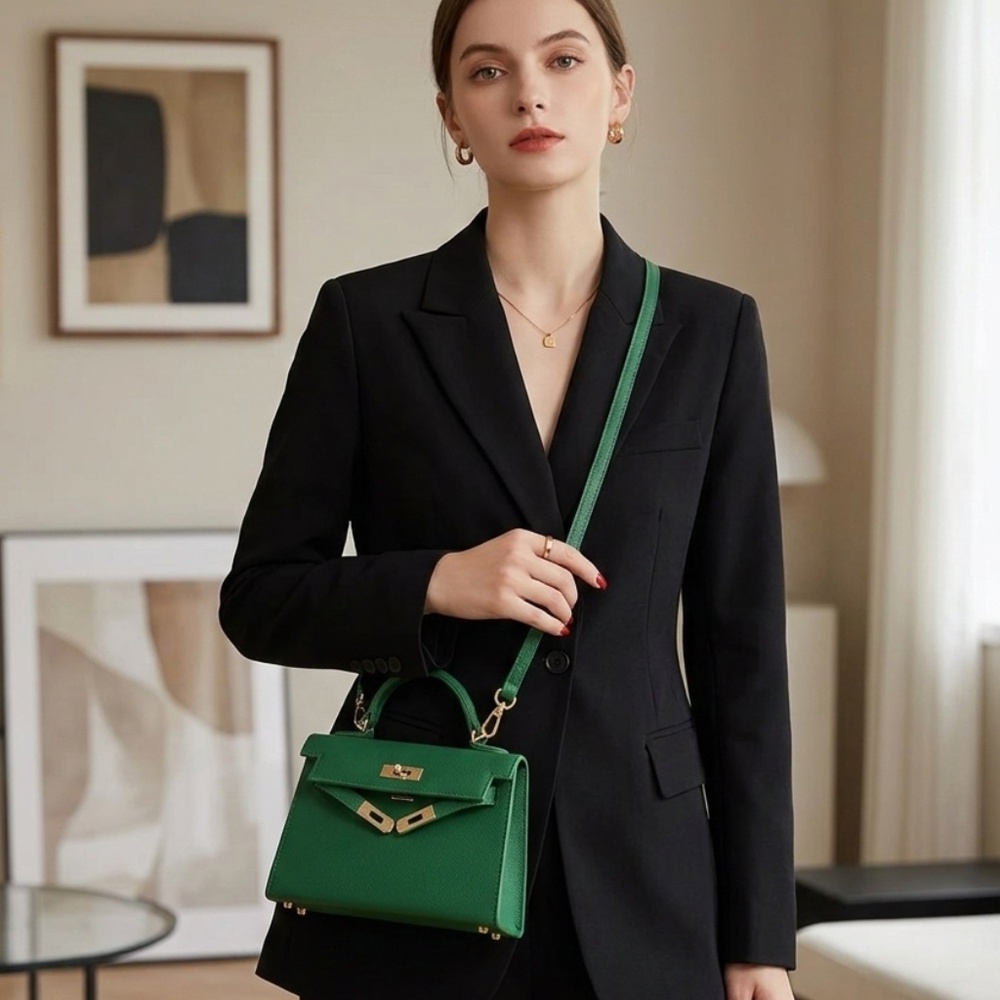 Green Mini Top-Handle Crossbody Bag — Elegant Women's Mini Bag